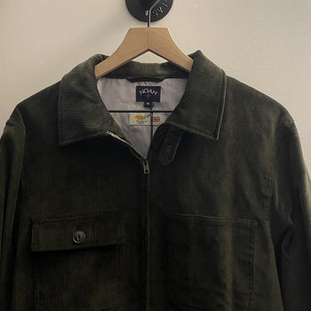 NOAH NYC CORDUROY DARK OLIVE ZIP UP TRUCKER JACKET