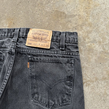 1990s LEVI'S 505 ORANGE TAB FADED BLACK STRAIGHT DENIM JEANS