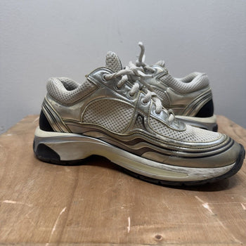 Chanel Fabricated & Laminated Silver White CC Runner