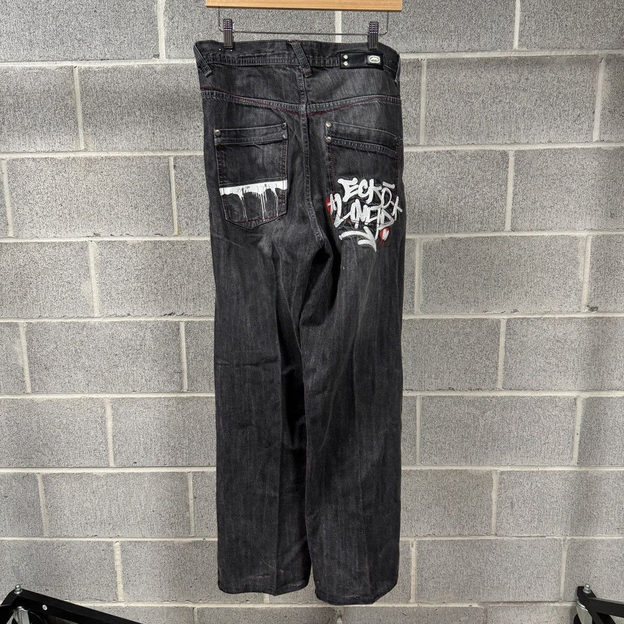2000s Y2K Faded Ecko Baggy Embroidered Denim Skater Jeans