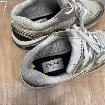 Chanel Fabricated & Laminated Silver White CC Runner