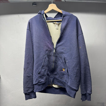 1990s Carhartt Faded Distressed Thermal Lined Zip Up Hoodie