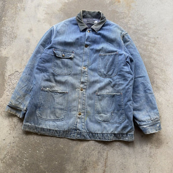 1970s THRASHED SEARS WORK ‘N LEISURE THRASHED DENIM CHORE COAT