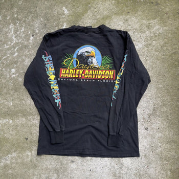 2000S HARLEY DAVIDSON FADED DAYTONA BEACH FLAME LONGSLEEVE TEE