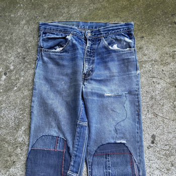 1970s LEVI’S BIG E 646 ORANGE TAB REWORKED DENIM BOOTCUT FLARE JEANS