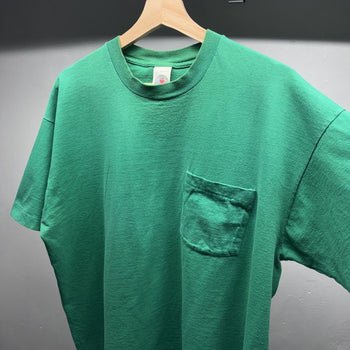 1990s Faded Green Blank Pocket Tee