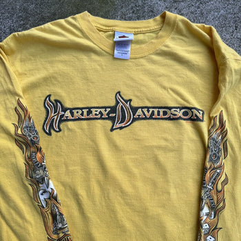 2000S HARLEY FLAME SPIDER SCORPION YELLOW LONGSLEEVE TEE