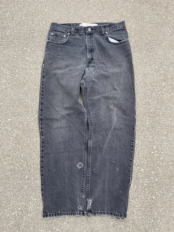 2000S THRASHED FADED BLACK BAGGY DENIM SKATER JEANS