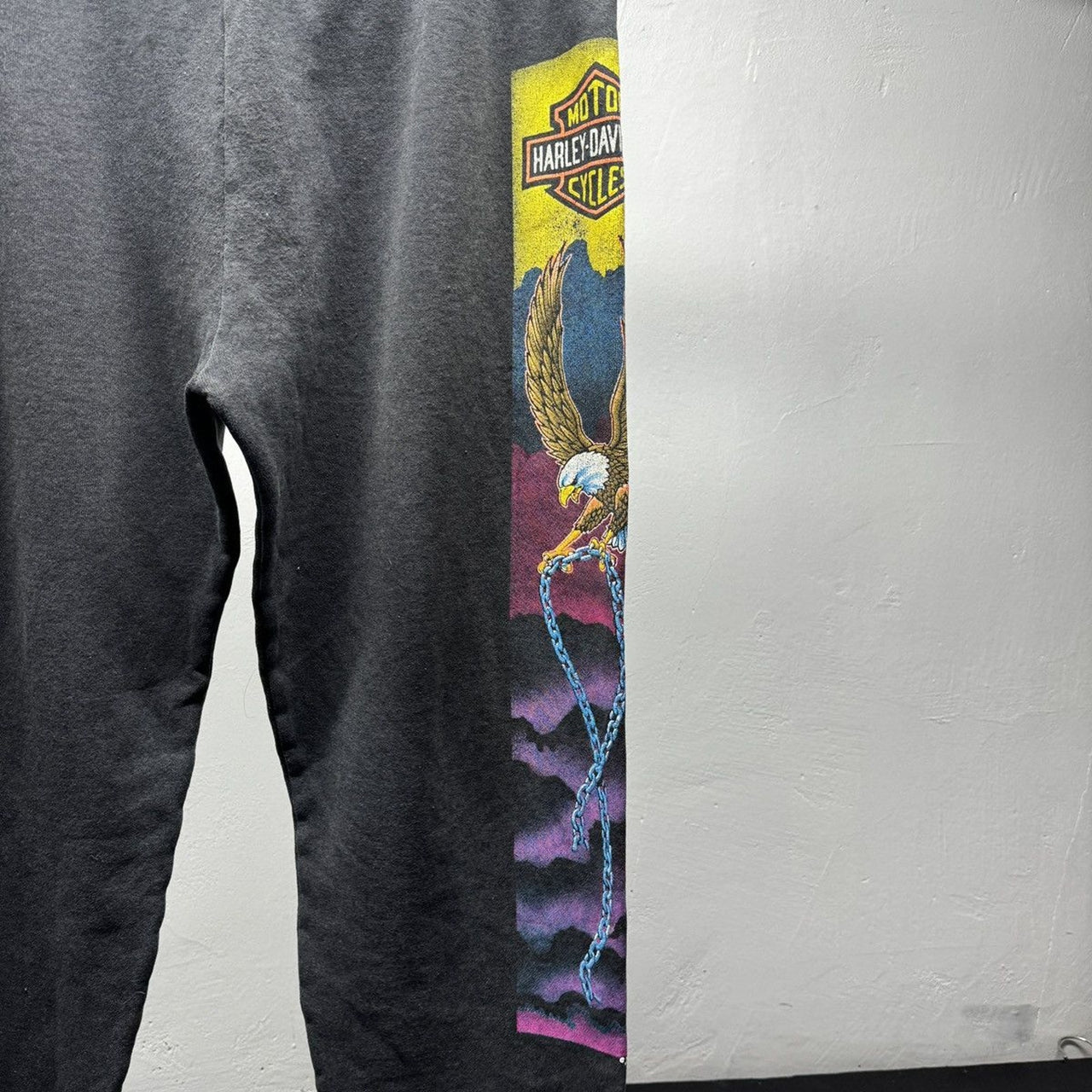 1990s Harley Davidson Faded Eagle Chain Sweatpants
