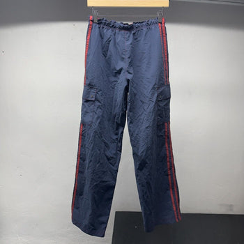 2000s Navy Blue Red Nylon Cargo Track Pants