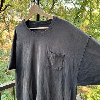 2000s Thrashed Faded Distressed Blank Black Tee