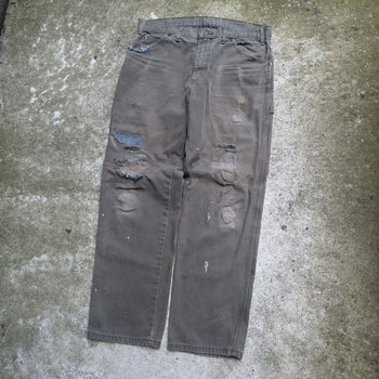 2000s DICKIES THRASHED REPAIRED FADED CANVAS WORK PANTS