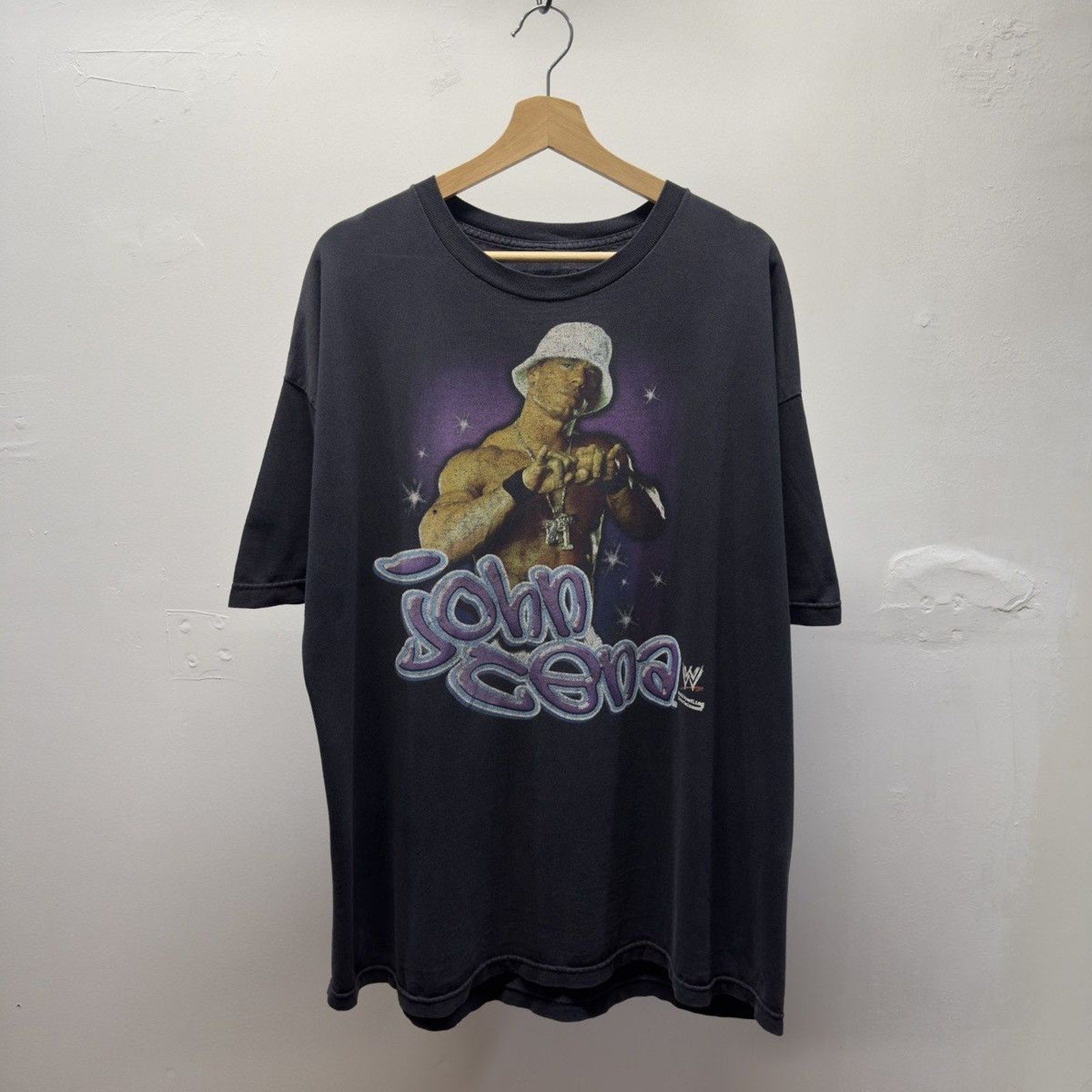 Vintage 2002 John Cena WWE Word Life Bucket Hat Faded Tee