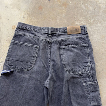 2000S NAUTICA BAGGY FADED BLACK DENIM JEAN SHORTS JORTS