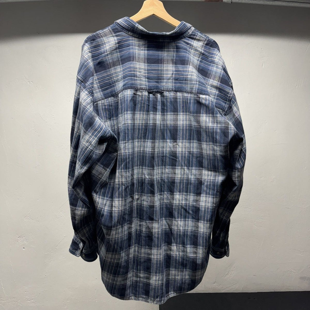 2000s Faded Blue Plaid Grunge Flannel Shirt
