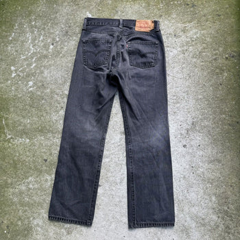 2000S LEVI’S 501 FADED BLACK STRAIGHT LEG DENIM JEANS