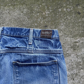 1990s THRASHED FADED MADE IN USA WORKWEAR CARPENTER DENIM JEANS