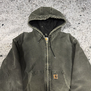 2000s CARHARTT THRASHED FADED HOODED WORK JACKET