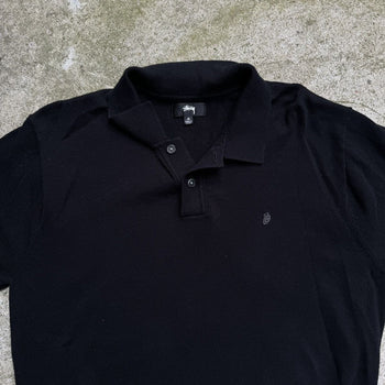 STUSSY CLASSIC BLACK POLO KNIT SWEATER