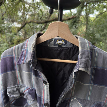 1990s Lee Thrashed Plaid Flannel Shirt Jacket