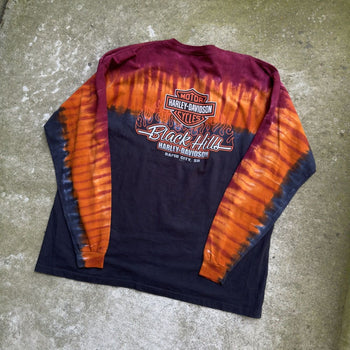 2000S HARLEY DAVIDSON FLAME LOGO TIE DYE LONGSLEEVE TEE