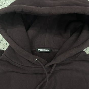 BALENCIAGA BURGUNDY LOGO PULLOVER HOODIE