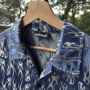 1990s Y2K Metallic Flame Shirt