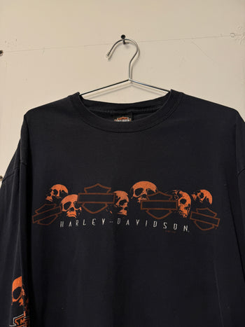 2000S HARLEY DAVIDSON SKULLS FADED LONGSLEEVE TEE