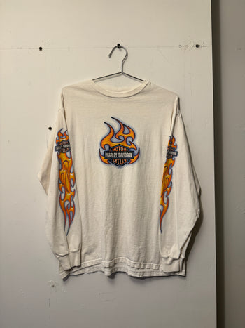 2000s HARLEY DAVIDSON FLAME LOGO FADED THRASHED LONGSLEEVE