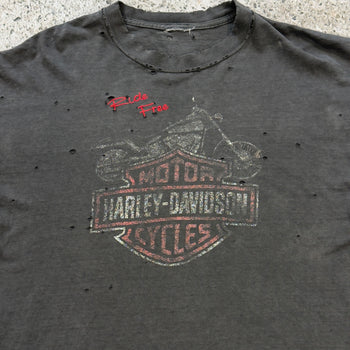 1990s Harley Davidson Thrashed Faded Washed Tee