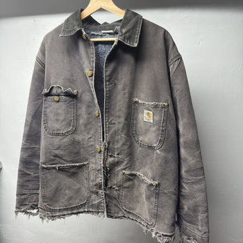 1990s Carhartt Faded Thrashed Distressed Chore Coat Jacket
