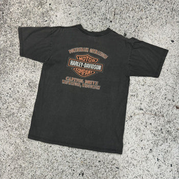 2000s HARLEY DAVIDSON FADED THRASHED FLAME LOGO TEE