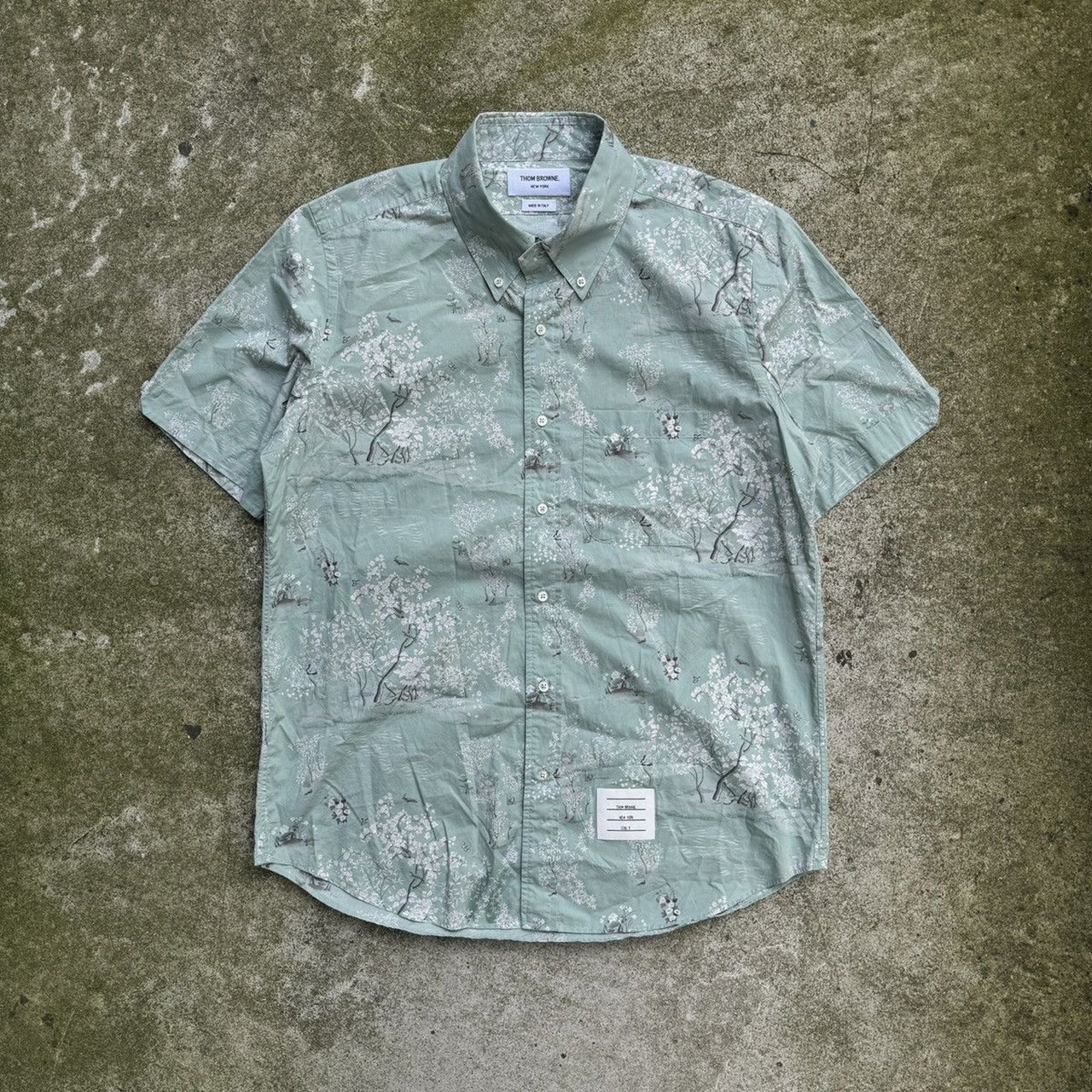 THOM BROWN GREEN COTTON POPLIN TOILE SHIRT