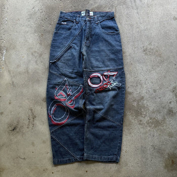 1990S/2000S Y2K OZOC BAGGY EMBROIDERED DENIM SKATER JEANS