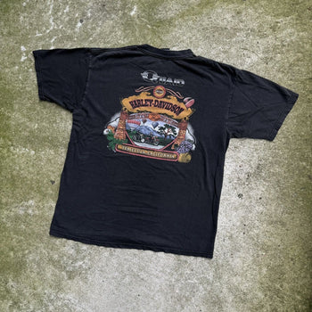 1990s HARLEY DAVIDSON FADED FLAME LOGO TEE CALIFORNIA