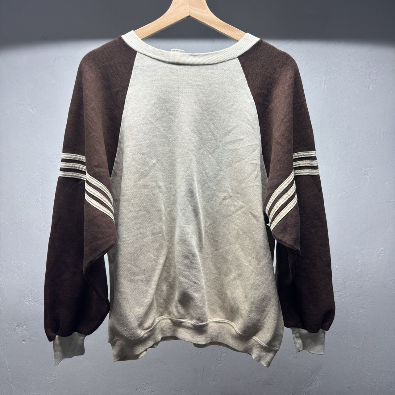 1970s 1980s Russell Athletic Thrashed Striped Raglan Sweatshirt