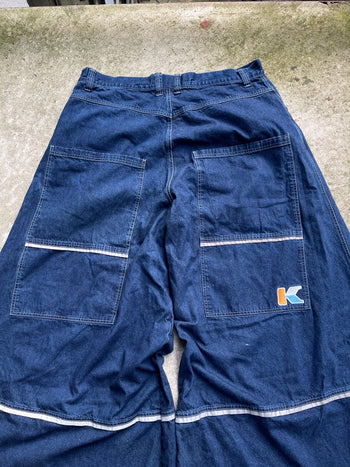 Y2K KIKWEAR SUPER WIDE LEG BAGGY DENIM RAVER JEANS