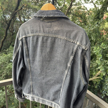 1980s Thrashed Faded Distressed Black Lee Rider's Denim Jacket