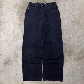 1990s BUGLE BOY BAGGY BLACK WIDE LEG FADED DENIM SKATER JEANS