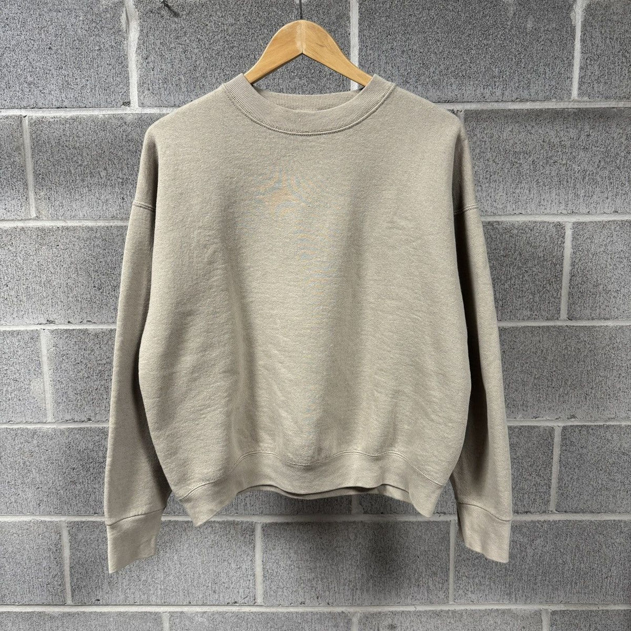 1990s Faded Blank Tan Boxy Wide Sweatshirt