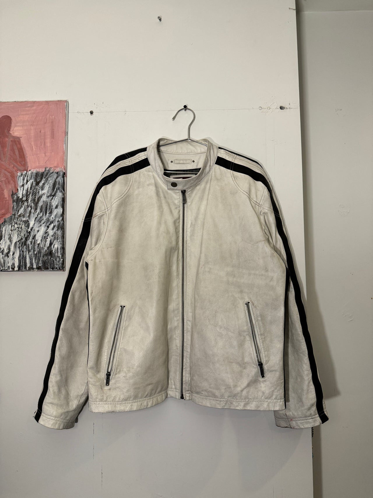 2000s WILSON’S LEATHER WHITE CAFE RACER BIKER JACKET