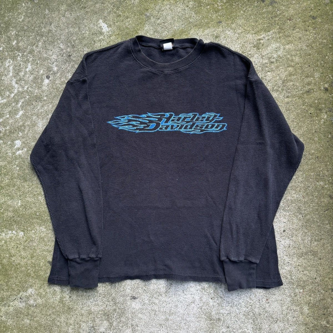 1990S HARLEY DAVIDSON FLAME LOGO THERMAL LONGSLEEVE NYC