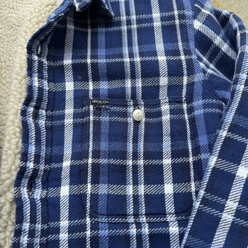 POLO RALPH LAUREN BLUE PLAID FLEECE LINED SHIRT JACKET