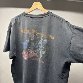 2000s Thrashed Faded Distressed Skull Biker Tee