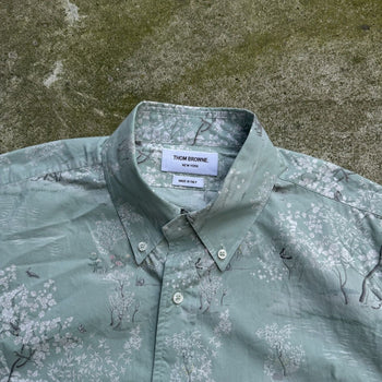 THOM BROWN GREEN COTTON POPLIN TOILE SHIRT