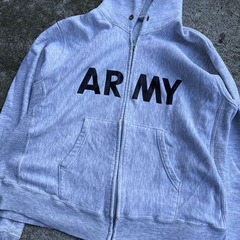 1990s CHAMPION FADED THRASHED ARMY ZIP UP HOODIE