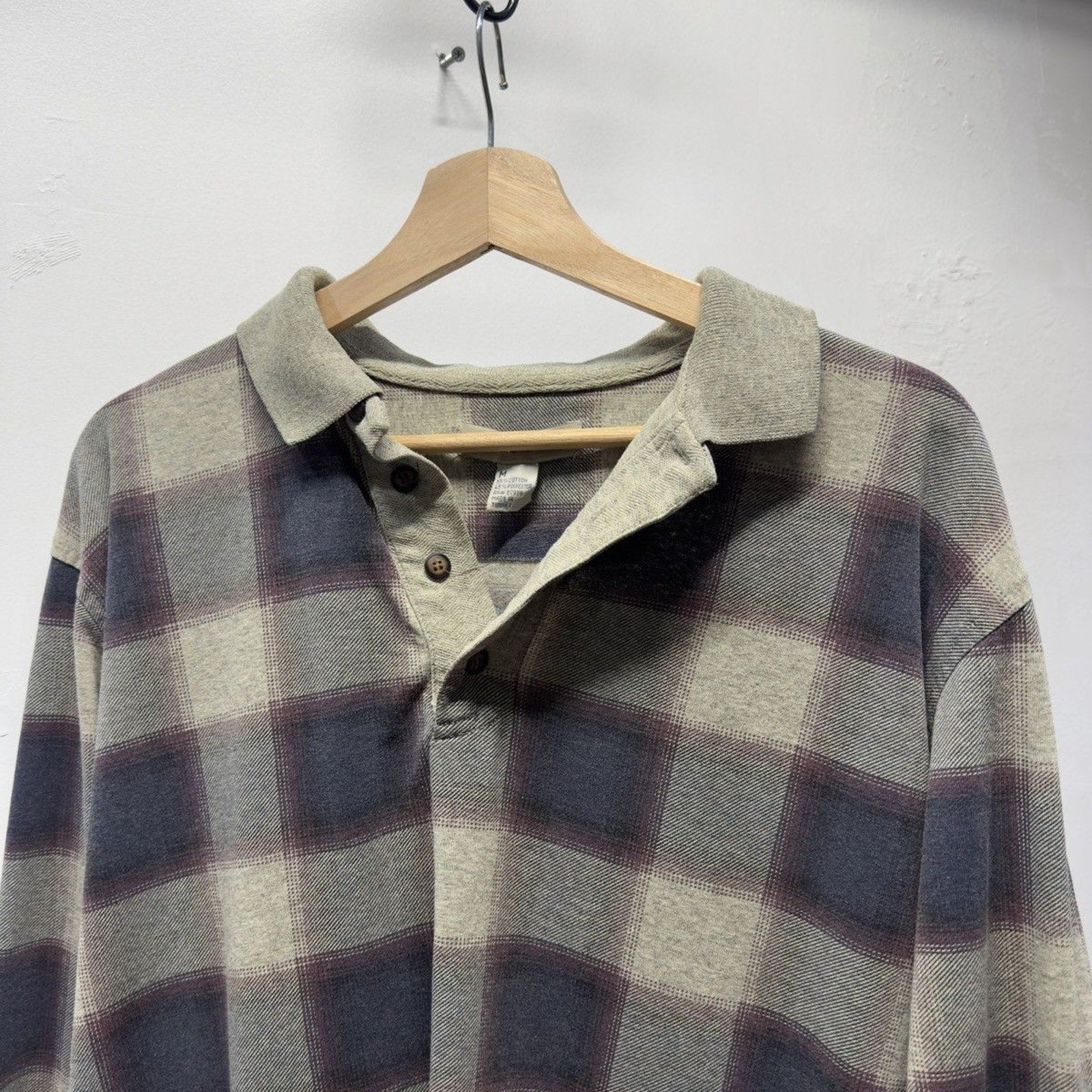 1990s Faded Brushed Plaid Shirt