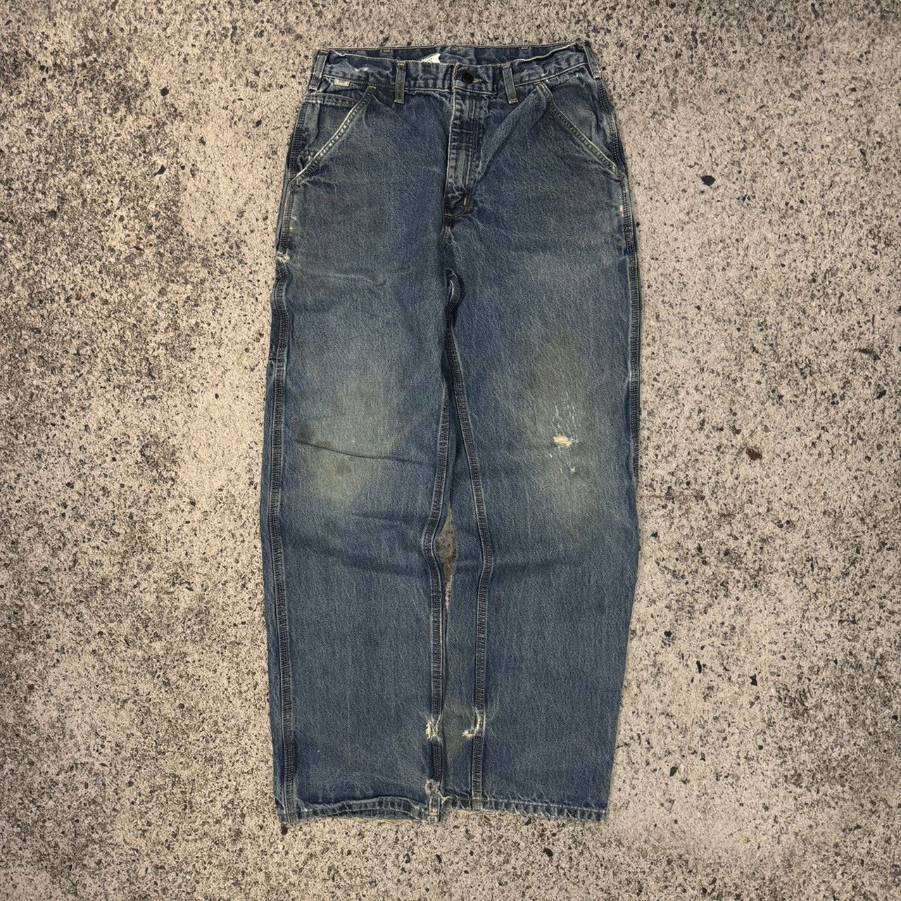 2000S THRASHED FADED CARHARTT DENIM WORKWEAR JEANS