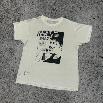 1980s THRASHED BLACK FLAG 4 POLICE STORY TEE