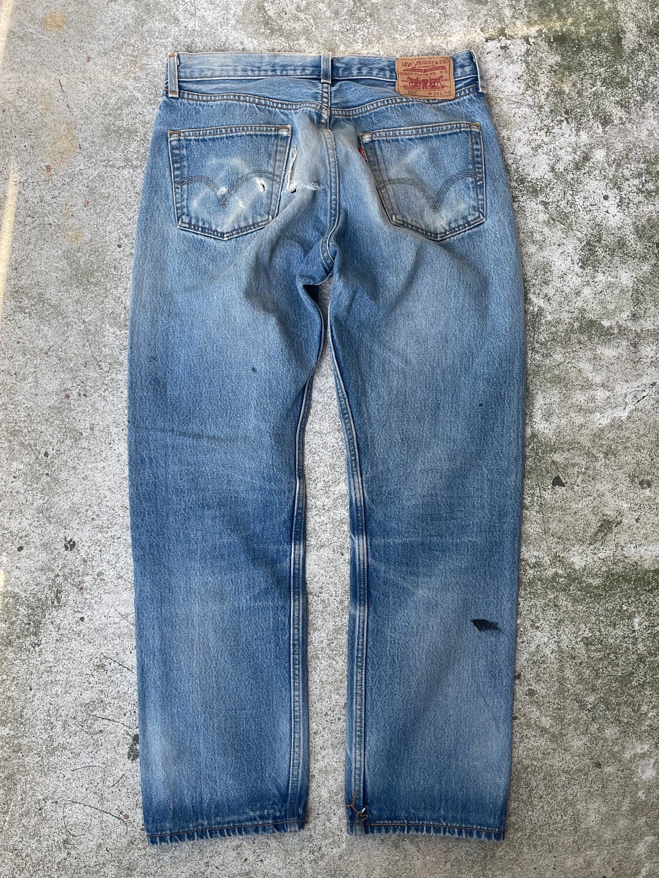 2000s LEVI’S 501 THRASHED FADED DENIM JEANS